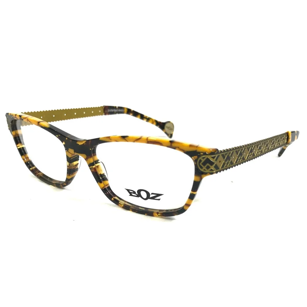BOZ Eyeglasses Frames ZIGGY 9955 Brown Marble Matte Gold Argyle Arms 53-15-137